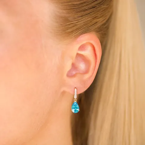 druppelvormige oorbellen in 9 karaat goud met topaas en zirkoon - Gold Collection