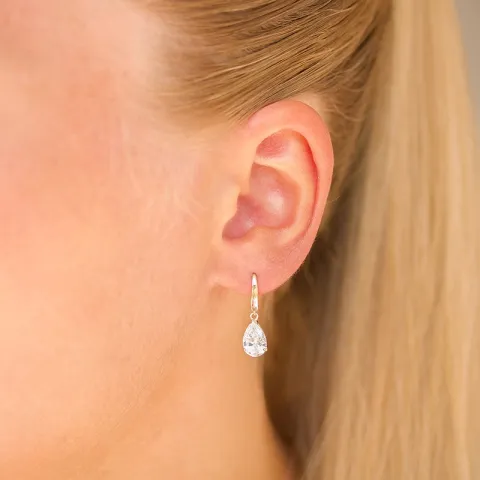 druppelvormige oorbellen in 9 karaat goud met zirkoon - Gold Collection