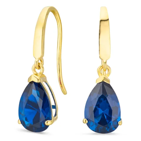 druppelvormige oorbellen in 9 karaat goud met saffier en zirkoon - Gold Collection