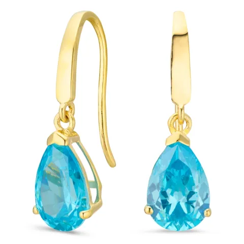 druppelvormige oorbellen in 9 karaat goud met topaas en zirkoon - Gold Collection