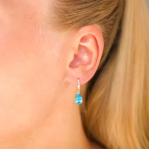 druppelvormige oorbellen in 9 karaat goud met topaas en zirkoon - Gold Collection