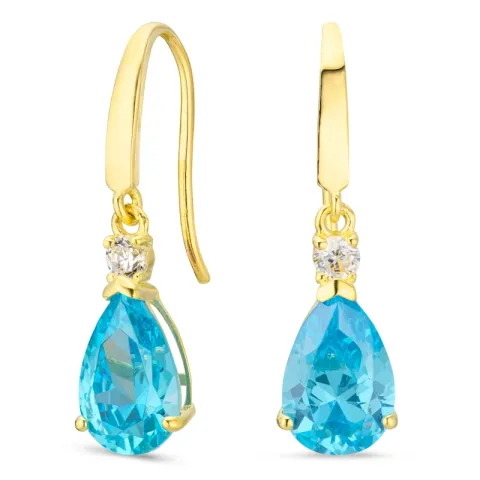 druppelvormige oorbellen in 9 karaat goud met topaas en zirkoon - Gold Collection