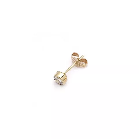 1/2 paar 3 mm oorbellen in 9 karaat goud met zirkoon
