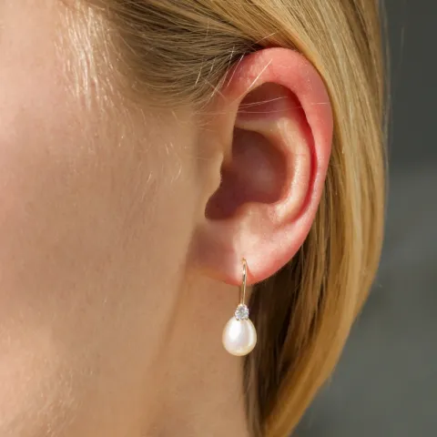 lange oorbellen in 9 karaat goud met zirkoon - Gold Collection