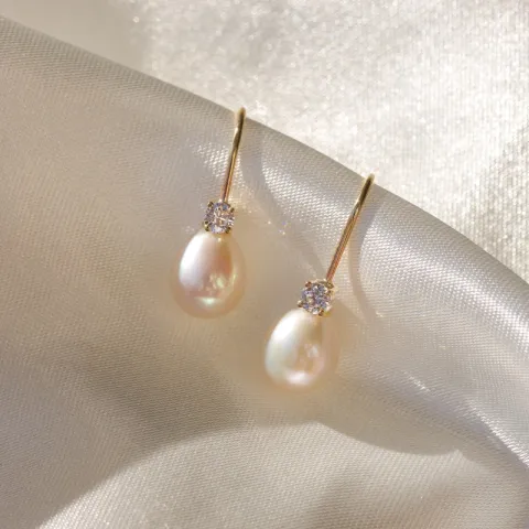 lange oorbellen in 9 karaat goud met zirkoon - Gold Collection