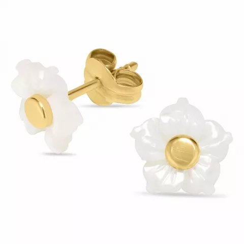 bloem oorbellen in 9 karaat goud met 