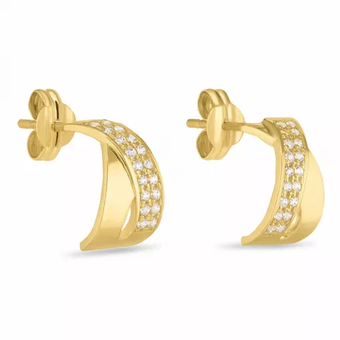 Abstract oorbellen in 9 karaat goud met zirkonen