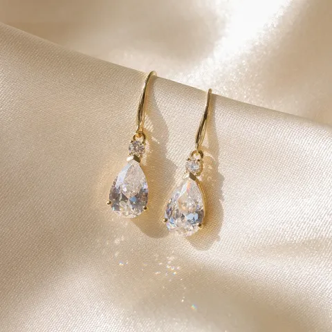 druppel oorbellen in 9 karaat goud met zirkoon en zirkoon - Gold Collection