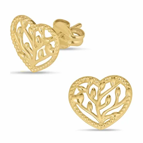 hart boom van het leven oorsteker in 9 karaat goud
