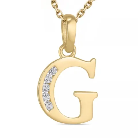 letter g zirkoon ketting in verguld sterlingzilver met hanger in 9 karaat goud