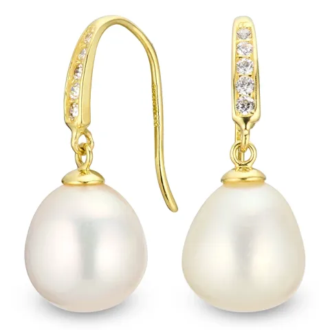 parel oorbellen in 14 karaat goud met zirkoon - Gold Collection