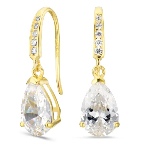 druppelvormige oorbellen in 14 karaat goud met zirkoon - Gold Collection