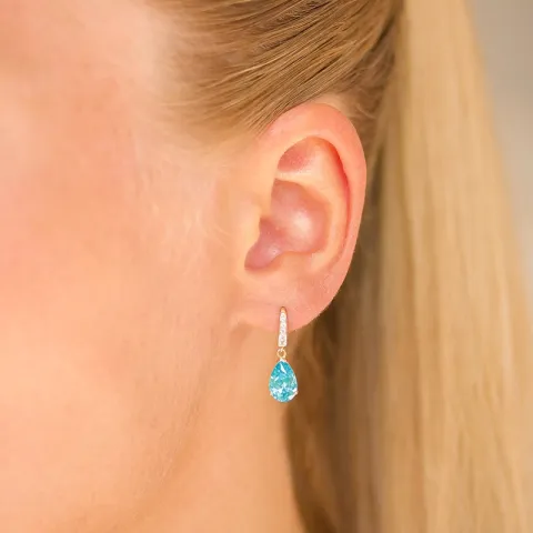 druppelvormige oorbellen in 14 karaat goud met topaas en zirkoon - Gold Collection