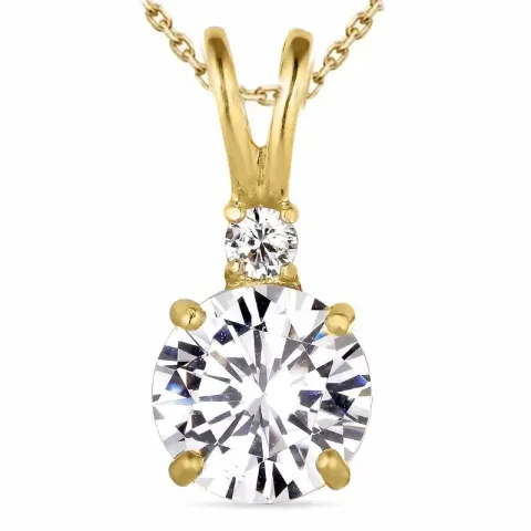 zirkoon ketting in verguld sterlingzilver met hanger in 14 karaat goud