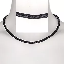 Heren sieraden: ketting in leer met staal slot  x 5,2 mm