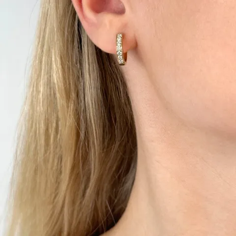 15 mm briljant creool in 14 karaat goud met diamant