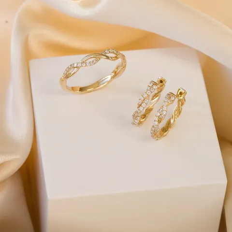 15 mm diamant creool in 14 karaat goud met diamant