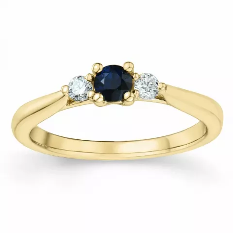 saffier briljant ring in 14 karaat goud 0,132 ct 0,306 ct
