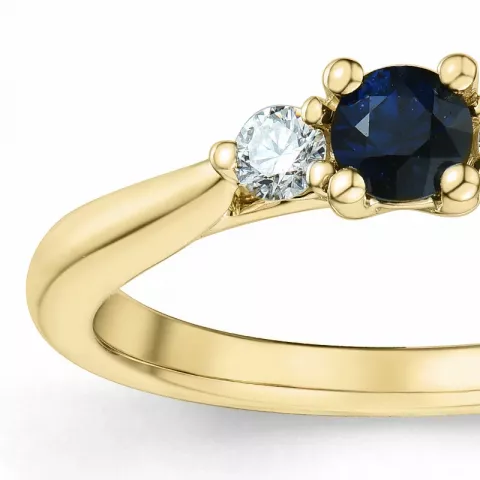 saffier briljant ring in 14 karaat goud 0,132 ct 0,306 ct