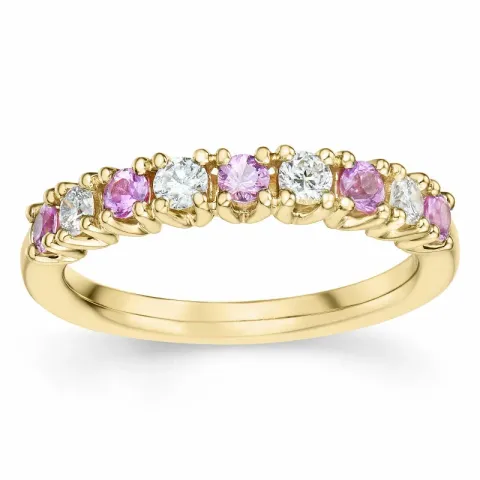 pink saffier diamant ring in 14 karaat goud 0,246 ct 0,45 ct