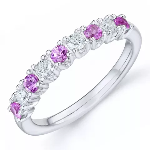 pink saffier diamant ring in 14 karaat witgoud 0,24 ct 0,45 ct