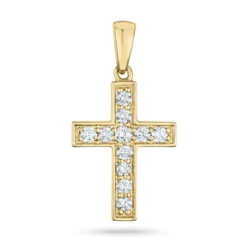 kruis diamant hanger in 14 caraat goud 0,251 ct