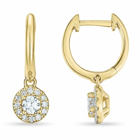 lange rond diamant creool in 14 karaat goud met diamant