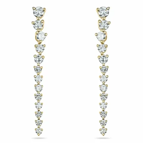 lange diamant oorbellen in 14 karaat goud met diamant