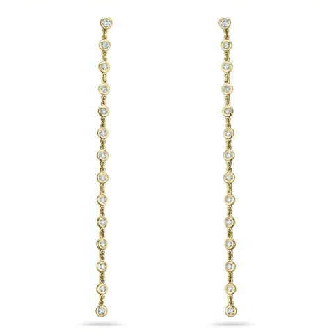 lange diamant oorbellen in 14 karaat goud met diamant 