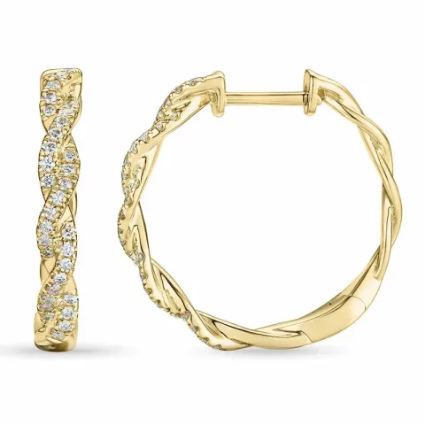 gevlochten 24 mm briljant creool in 14 karaat goud met diamant