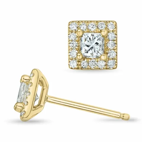 vierkant briljant oorsteker in 14 karaat goud met diamant en diamant