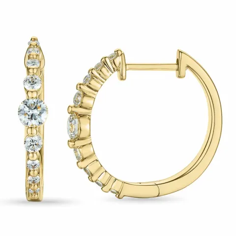 17 mm briljant creool in 14 karaat goud met diamant