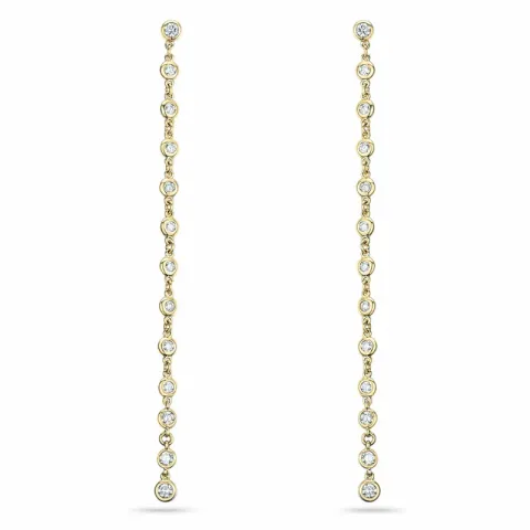 lange briljant oorbellen in 14 karaat goud met diamant