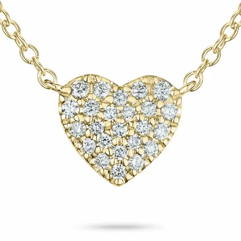 45 cm ketting met hartjes hanger in 14 karaat goud 0,15 ct