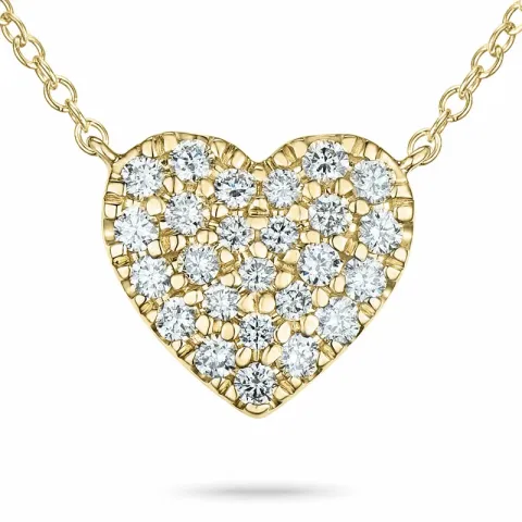 45 cm ketting met hartjes hanger in 14 karaat goud 0,25 ct