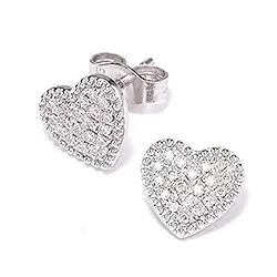 hart witgoud briljant oorbellen in 14 karaat witgoud met diamant