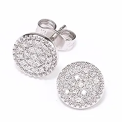 rond diamant briljant oorbellen in 14 karaat witgoud met diamant