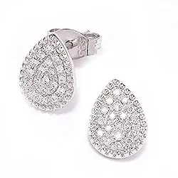druppel diamant oorbellen in 14 karaat witgoud met diamant