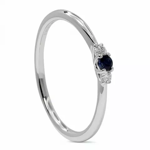 saffier diamant ring in 14 karaat witgoud 0,05 ct 