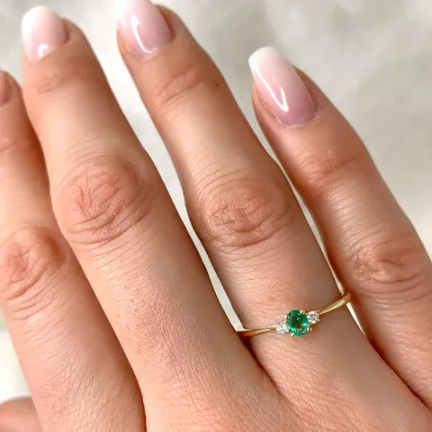 Smaragd gouden ring in 14 karaat goud 0,05 ct