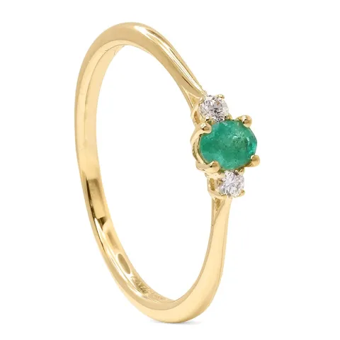 Smaragd gouden ring in 14 karaat goud 0,05 ct