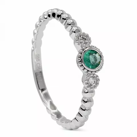 Smaragd witgouden ring in 14 karaat witgoud 0,04 ct 