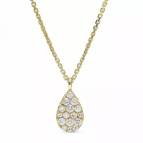 Druppelvormig Diamanten hanger met ketting in 14 caraat goud 0,13 ct