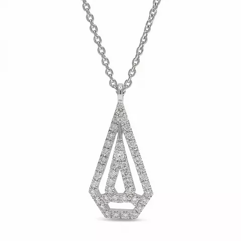 Sieraad Diamanten hanger met ketting in 14 caraat witgoud 0,14 ct