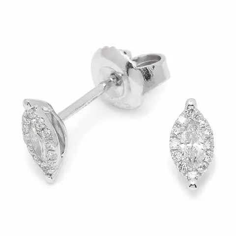 ovaal diamant oorbellen in 14 karaat witgoud met diamant en diamant 