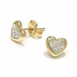 Hart diamant oorbellen in 14 karaat goud met diamanten 