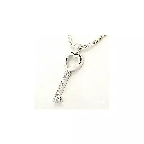 Sleutel diamant hanger in 14 caraat witgoud 0,04 ct