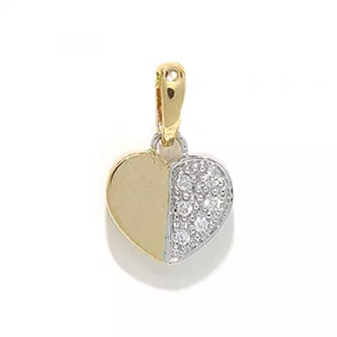 hart diamant hanger in 14 caraat goud-en witgoud 0,04ct ct