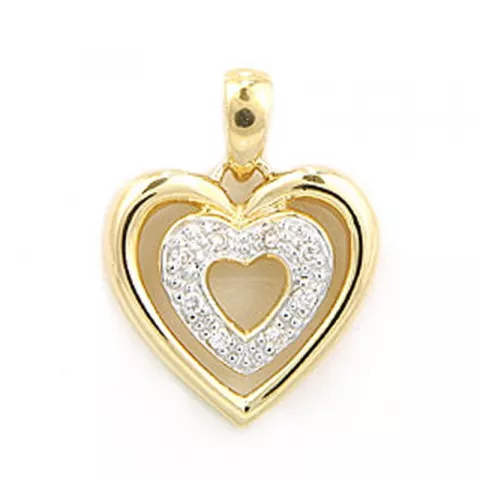 hart diamant hanger in 14 caraat goud 0,04 ct