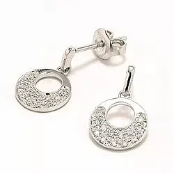 rond diamant diamant oorbellen in 14 karaat witgoud met diamant